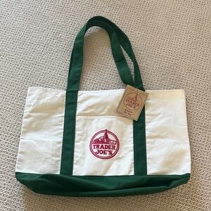 Trader Joe's Green and White Tote Bag